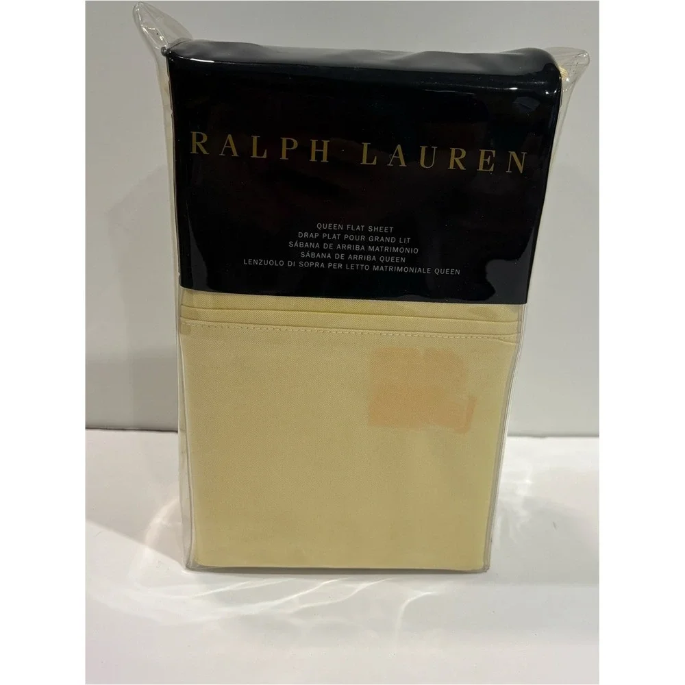 Ralph Lauren Luxury Oxford Yellow QUEEN Flat Sheet - New MSRP $145